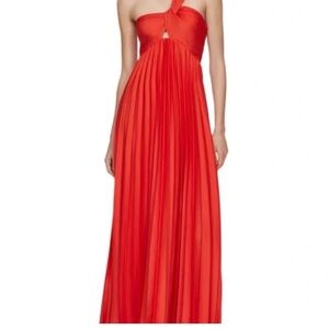 Mango One Shoulder Red Dress